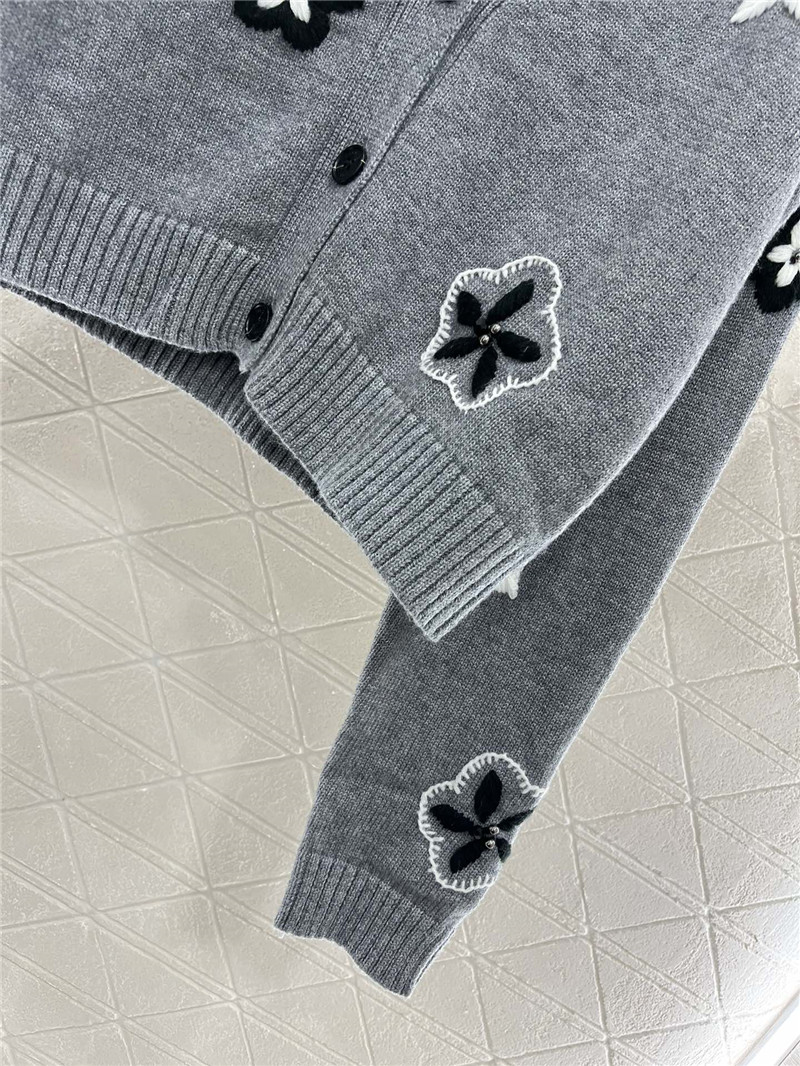 Va1e*ntin0 floral embellished crop cardigan in grey