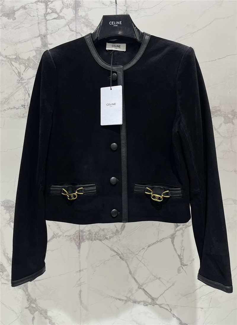 Ce1i*e patchwork leather jacket