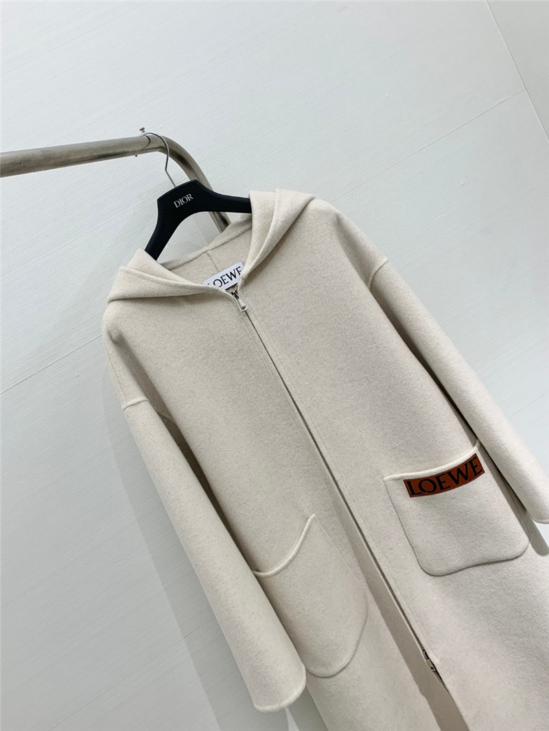 L0ew* hooded wool coat