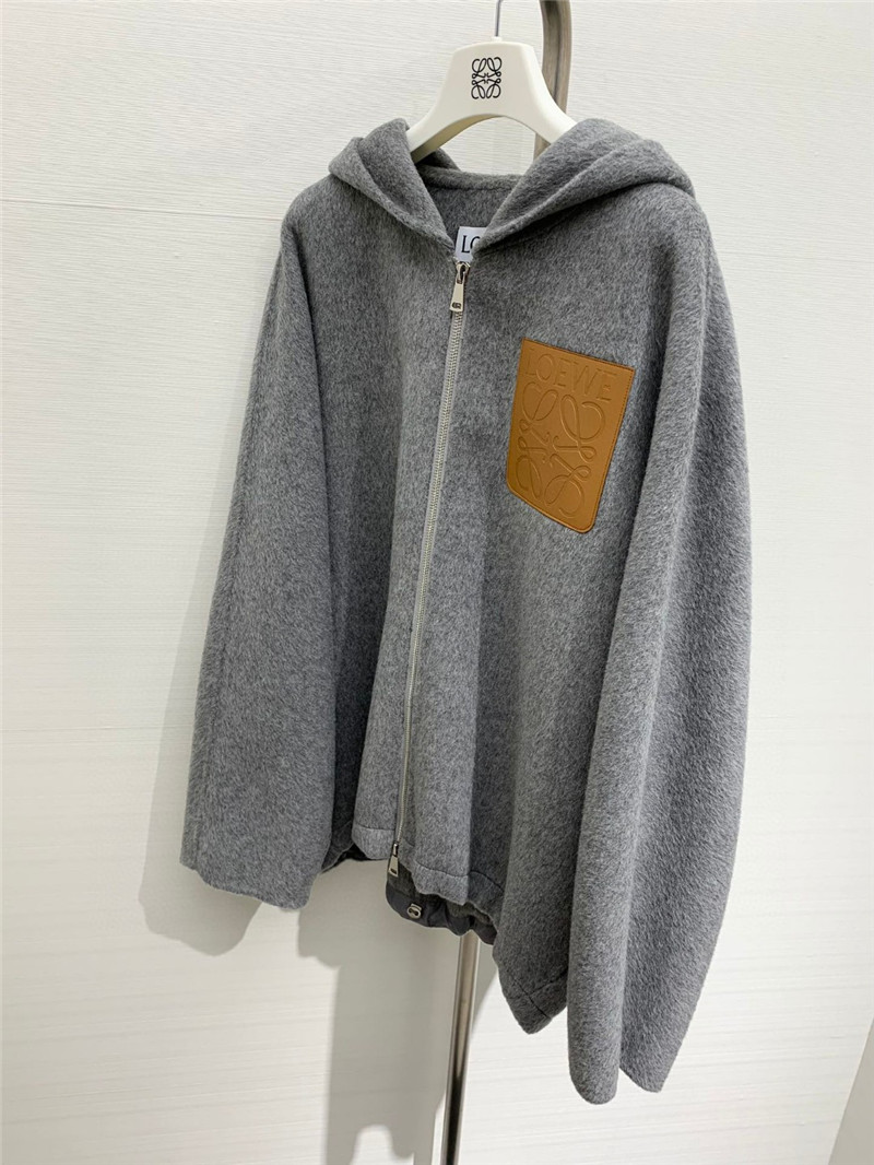 L0ew* hooded wool coat