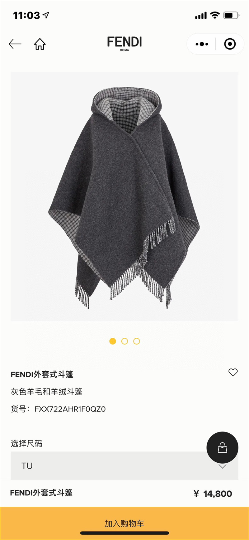 F**di roman check cape