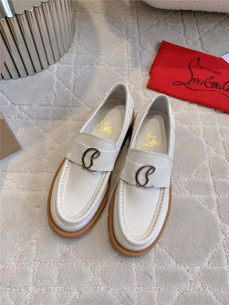 CL Moc Lug White Calf Leather Loafers