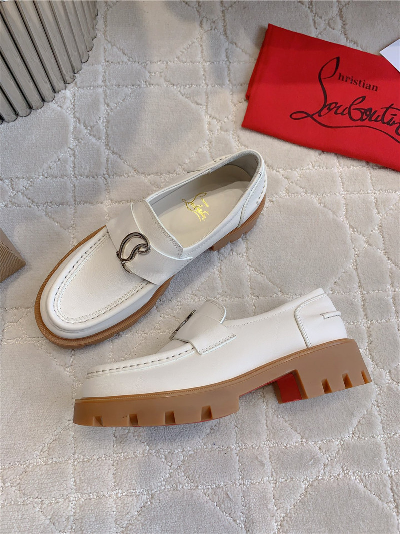 CL Moc Lug White Calf Leather Loafers