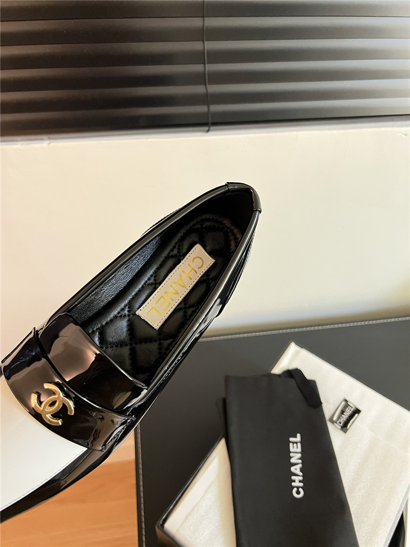 Ch**el pointed toe black/white pattern loafers