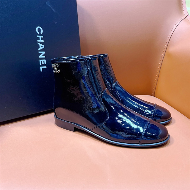 Ch**el patent leather ankle boots