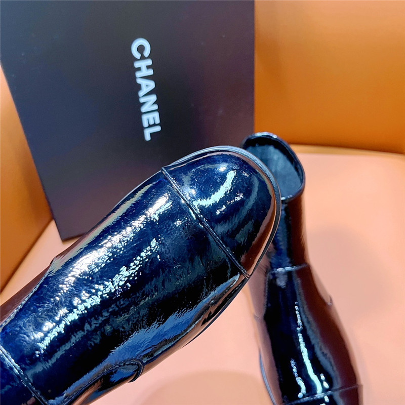 Ch**el patent leather ankle boots