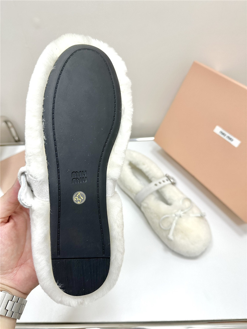 Miu Miu Natural Shearling Ballerinas