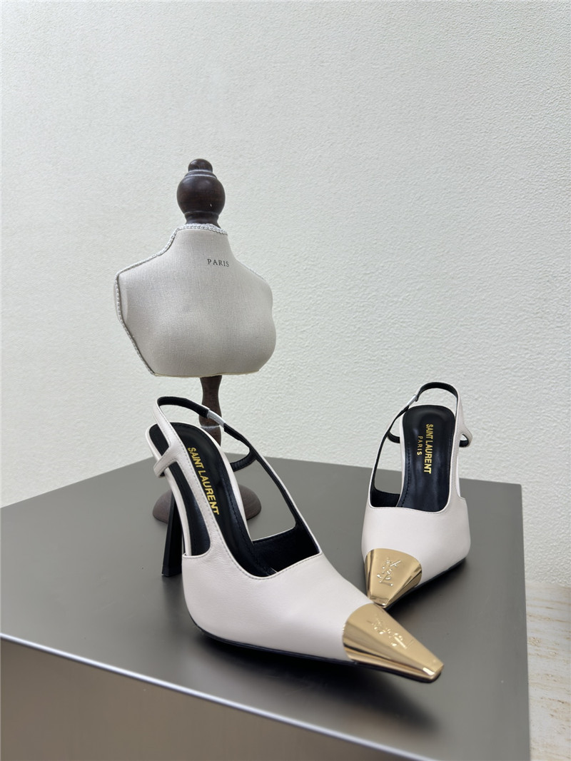 Y51 jeanne slingback pumps white smooth leather