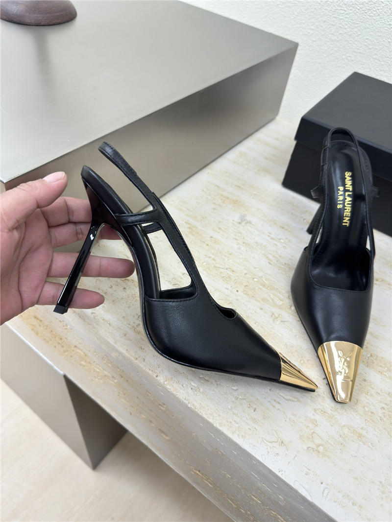 Y51 jeanne slingback pumps black smooth leather
