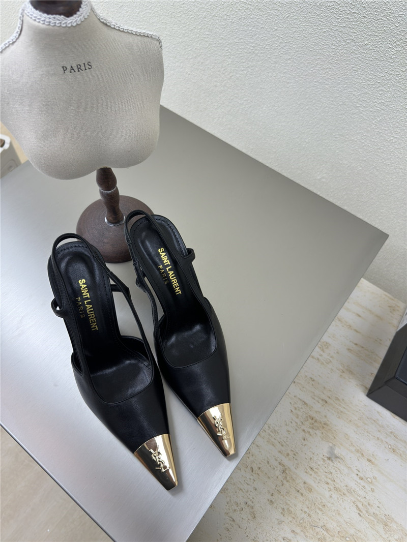Y51 jeanne slingback pumps black smooth leather