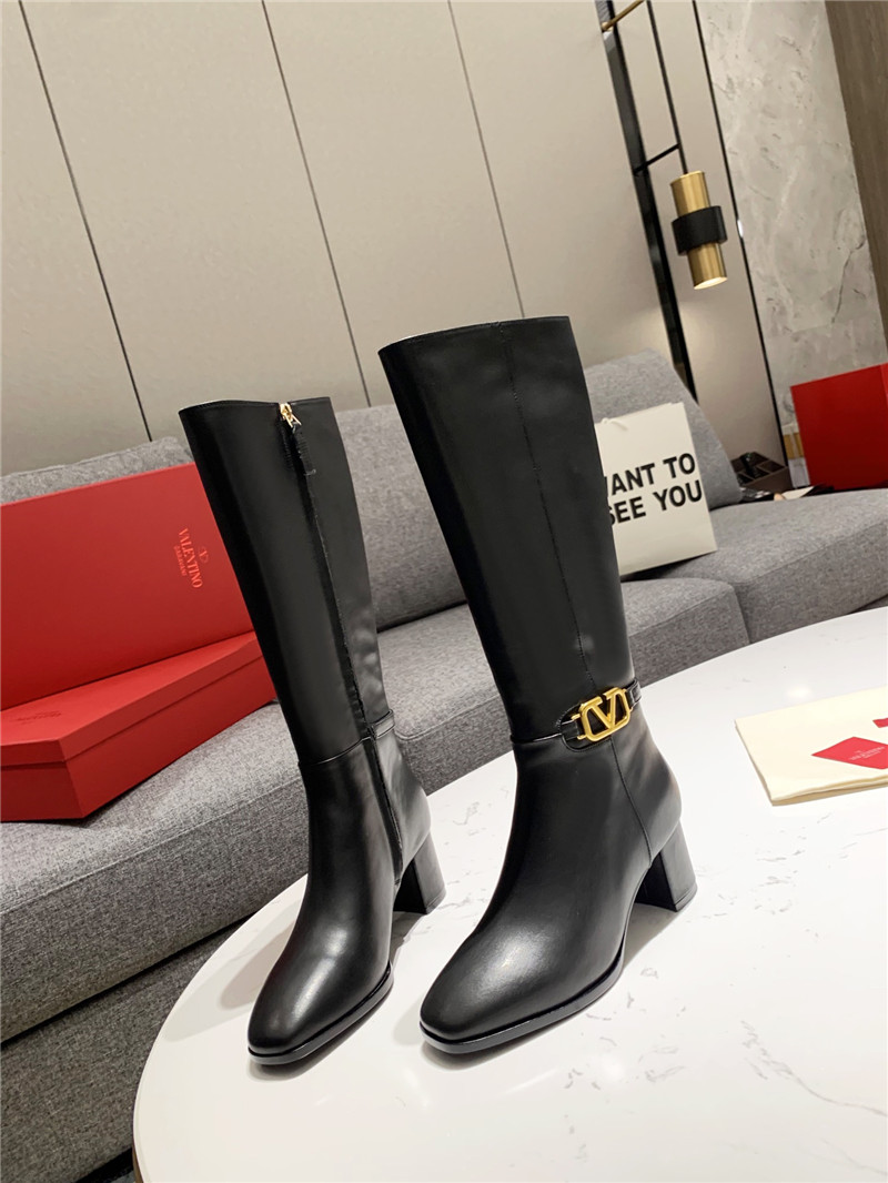 Va1e*ntin0 vlogo signature leather knee-high boots