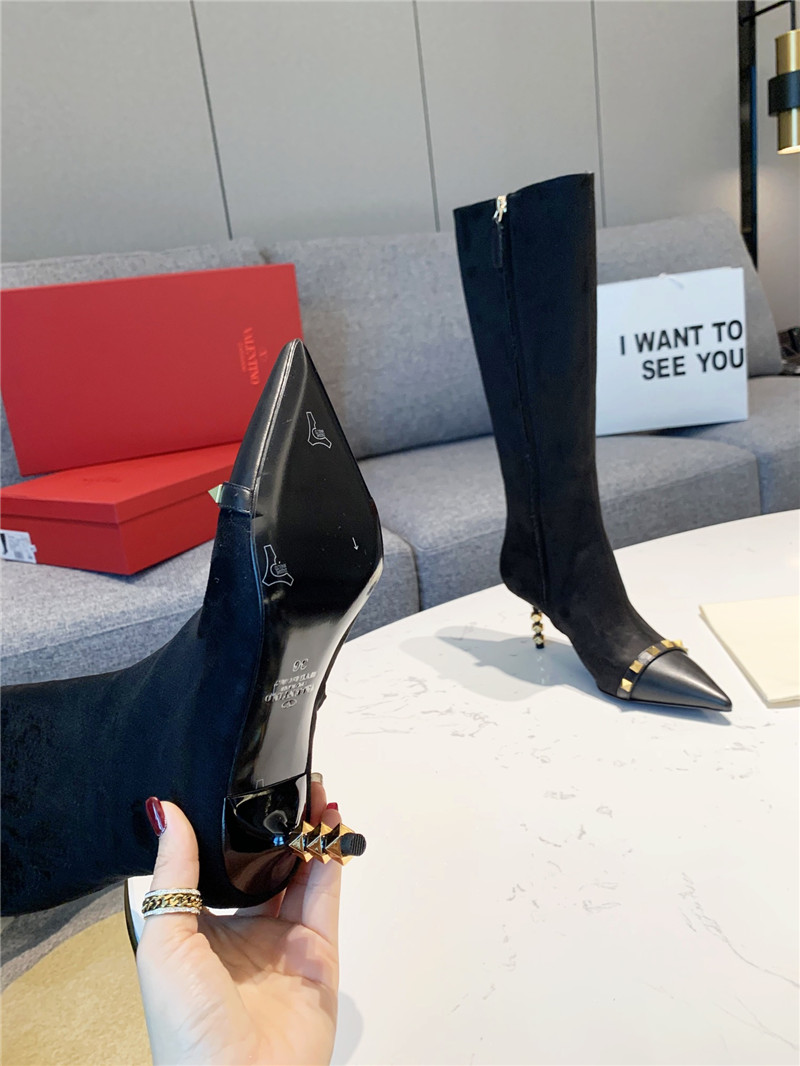 Va1e*ntin0 studded heeled suede knee-high boots
