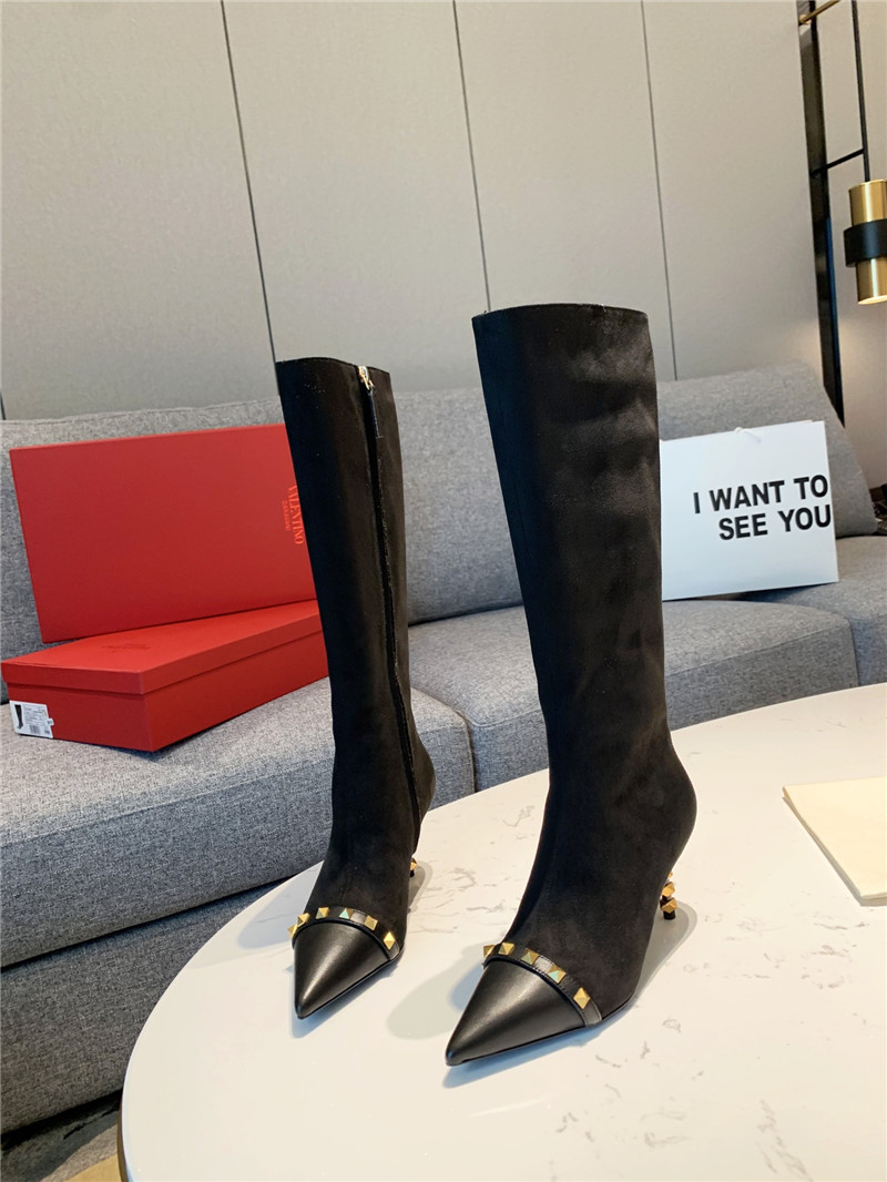 Va1e*ntin0 studded heeled suede knee-high boots