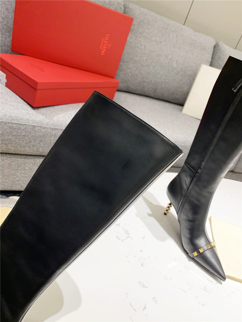 Va1e*ntin0 studded heeled calfskin knee-high boots