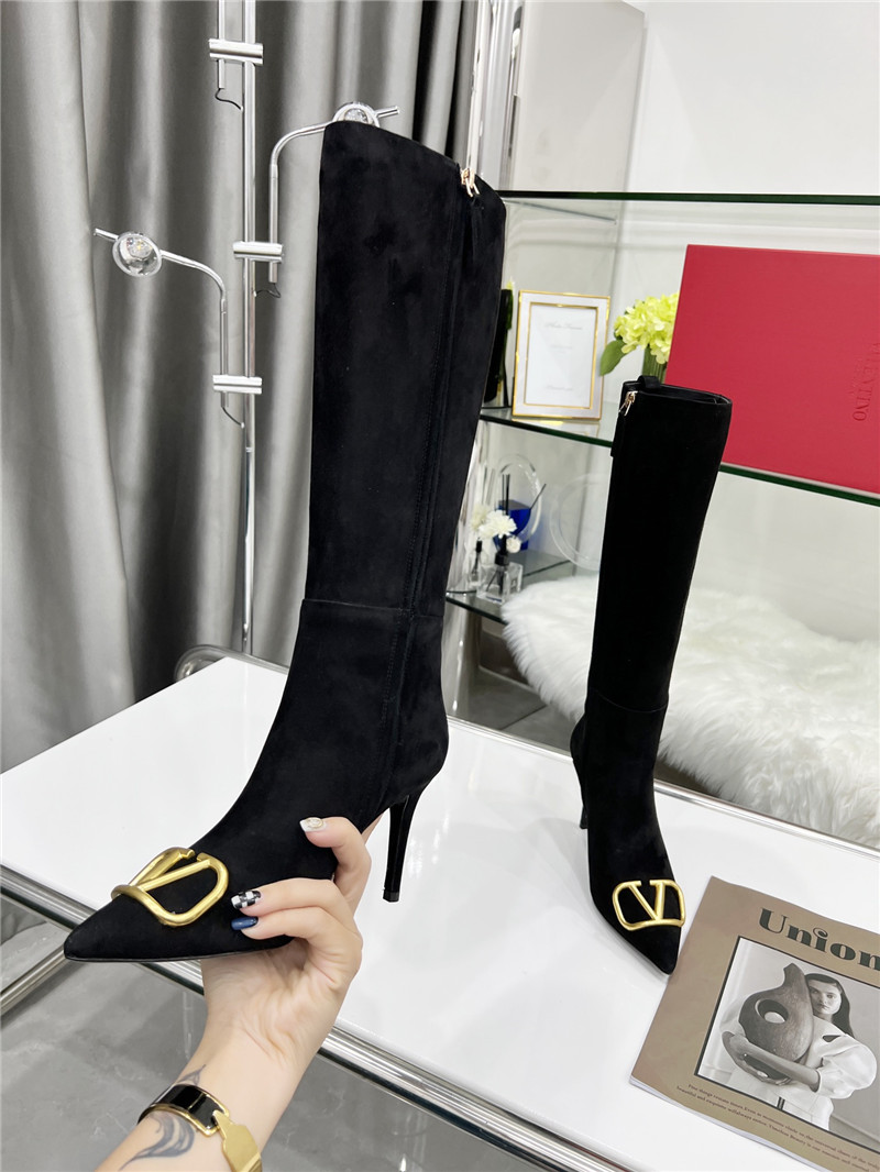 Va1e*ntin0 vlogo heeled suede knee-high boots