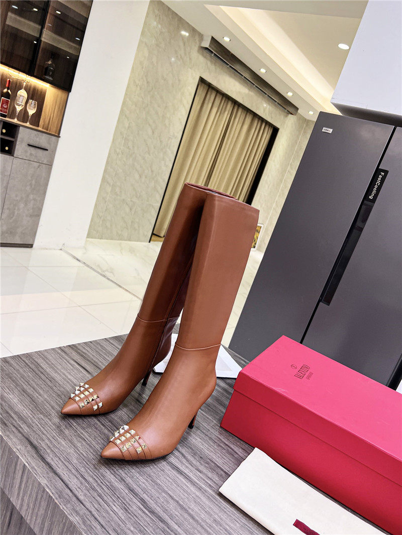 Va1e*ntin0 garavani heeled leather knee-high boots