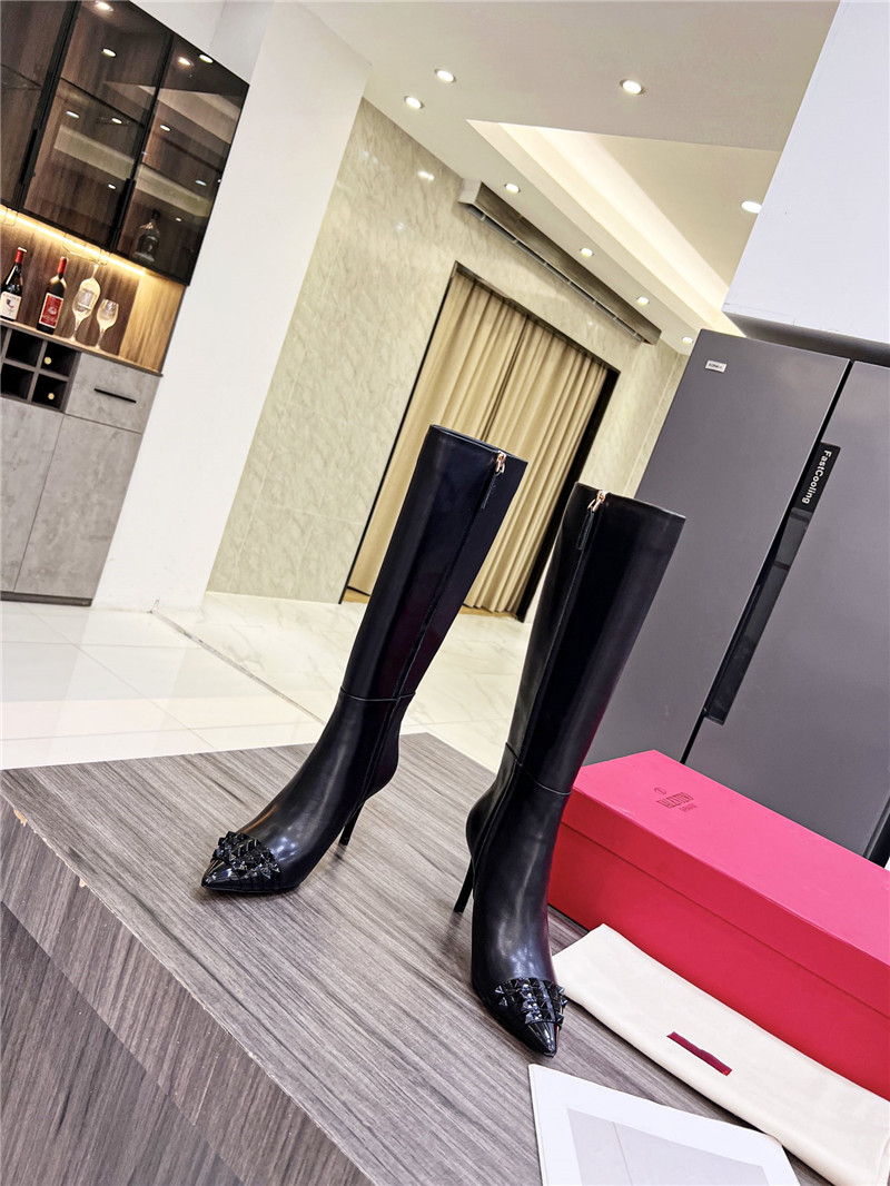 Va1e*ntin0 garavani black shiny stud tall boots