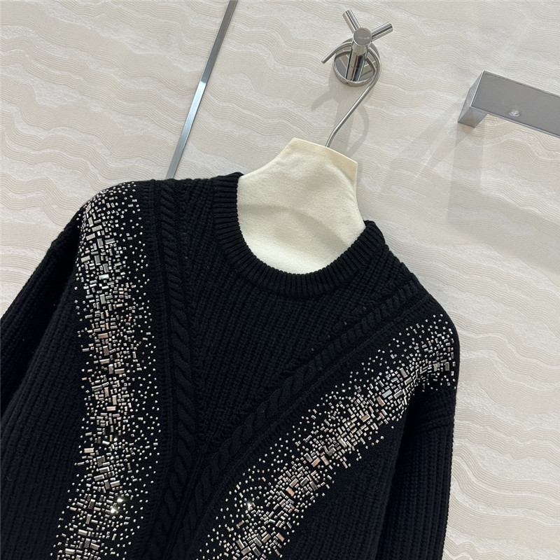 Vanitoo Embellished Rib Knit Sweater Black