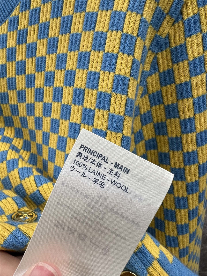 LV Damier Cropped Cardigan in Blue/Yellow