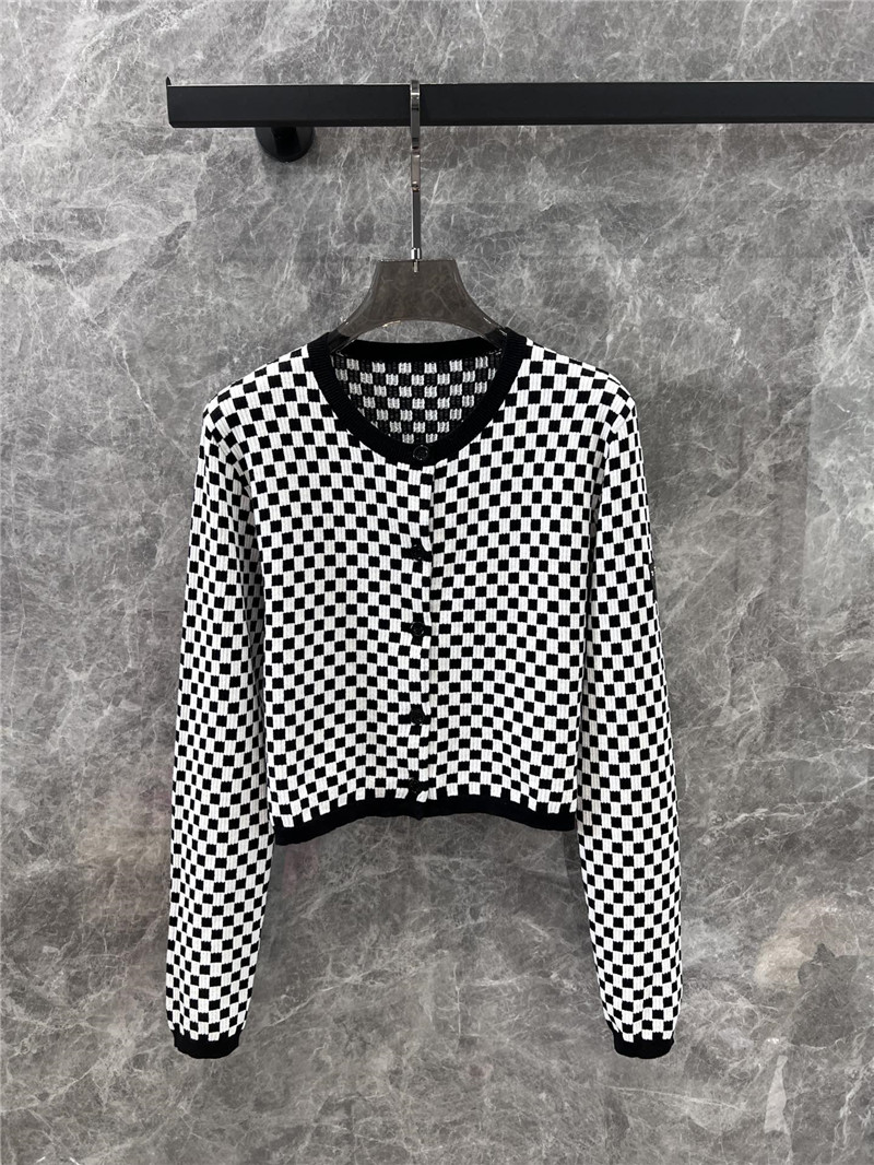 LV Damier Cropped Cardigan in Black/White