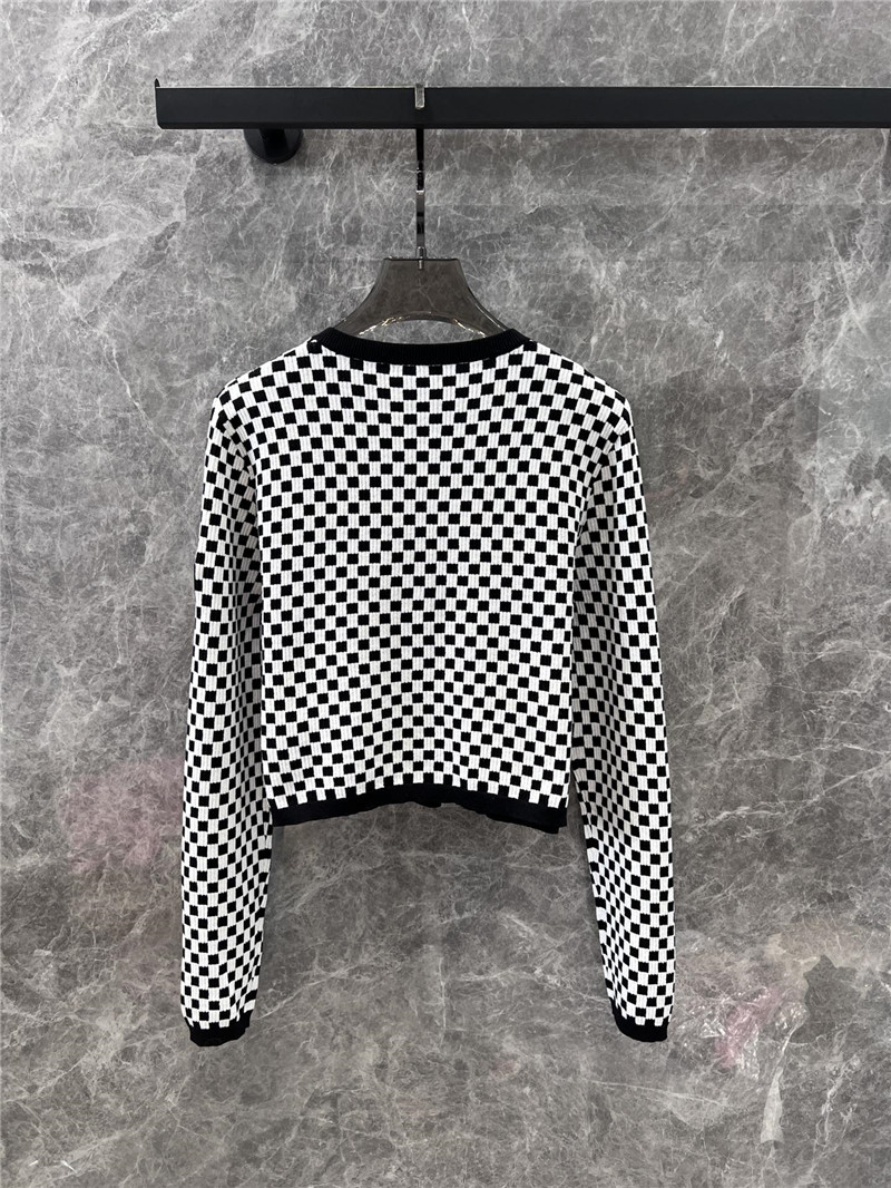 LV Damier Cropped Cardigan in Black/White