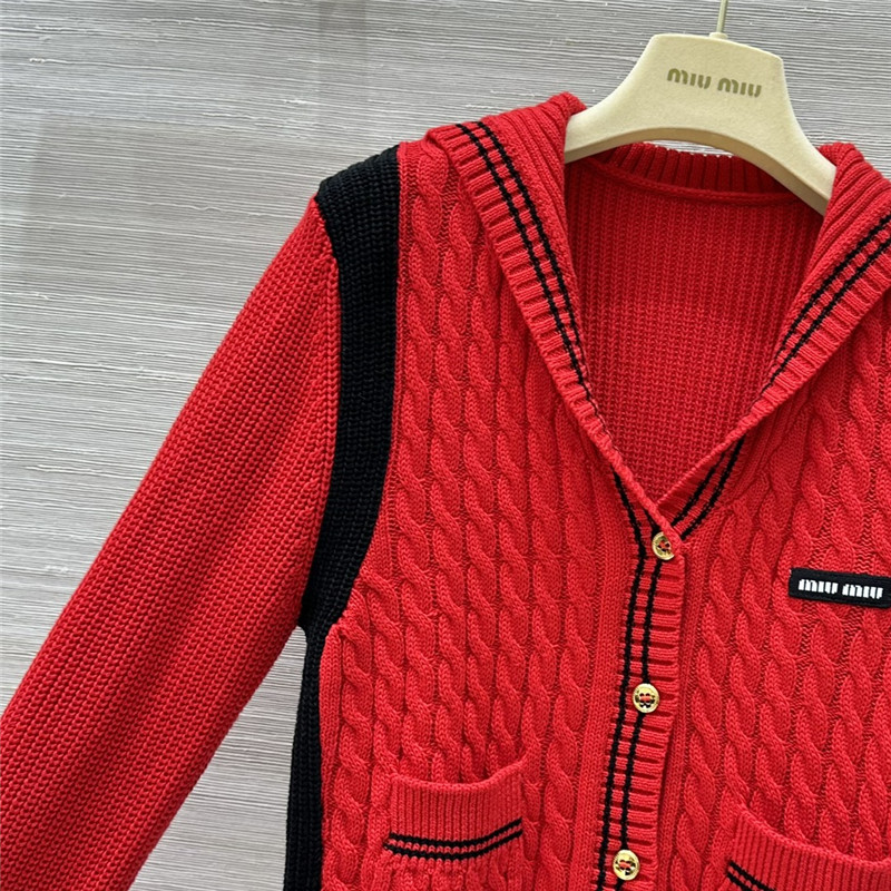 Miu Miu Sailor Collar Cardigan Red