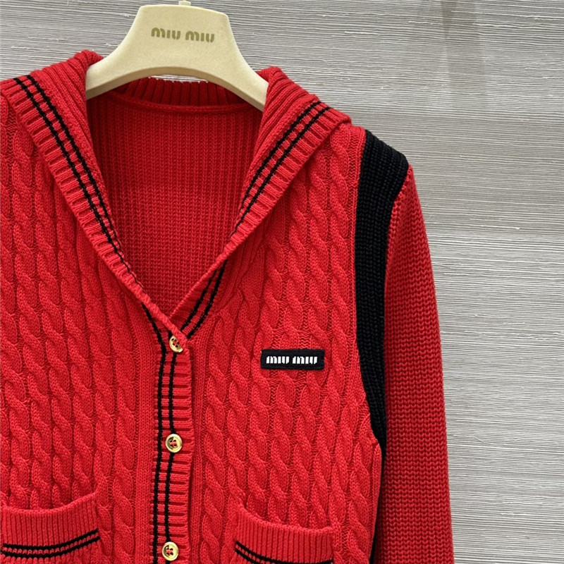 Miu Miu Sailor Collar Cardigan Red