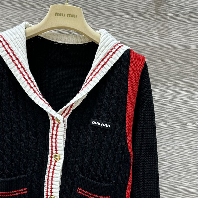 Miu Miu Sailor Collar Cardigan Black