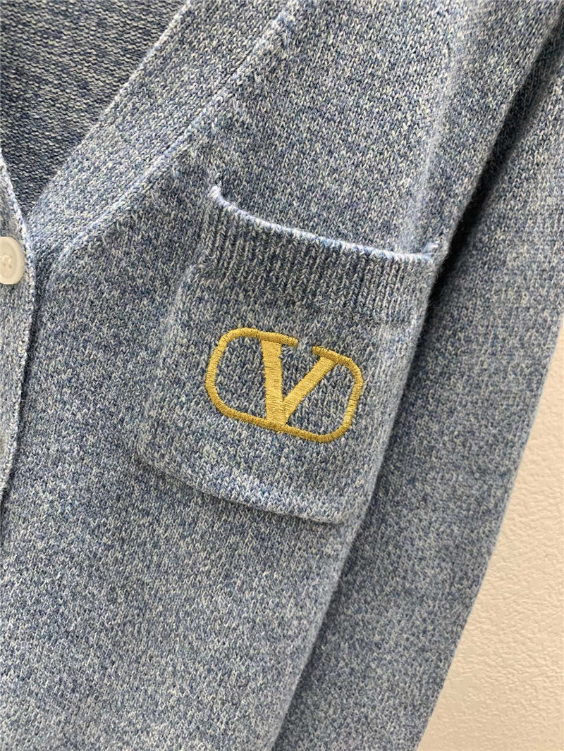 Va1e*ntin0 blue v-neck cardigan with logo