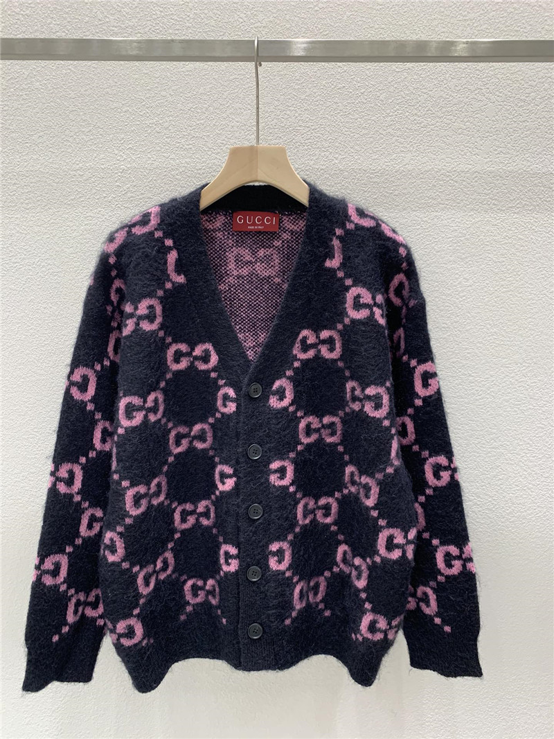 Gvc*1 gg intarsia v-neck cardigan navy
