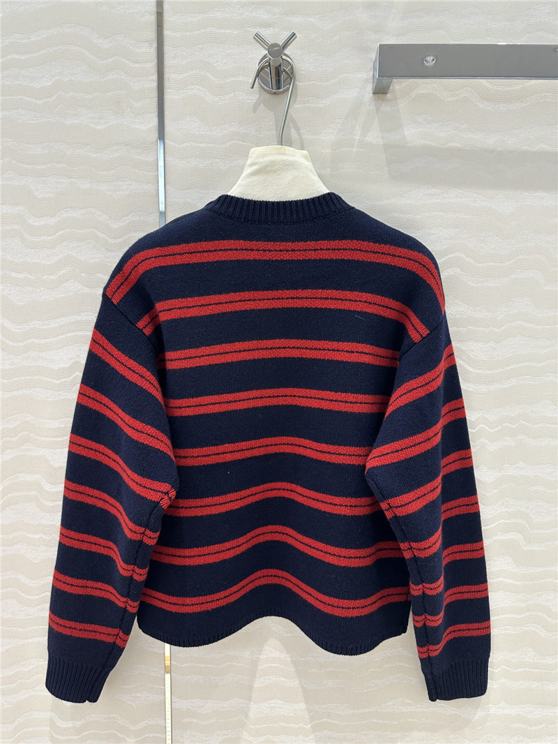 Miu Miu Striped Wool Sweater Red/Navy