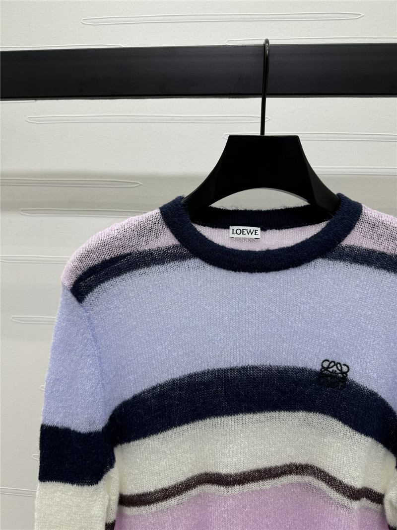 L0ew* logo-embroidered striped mohair sweater