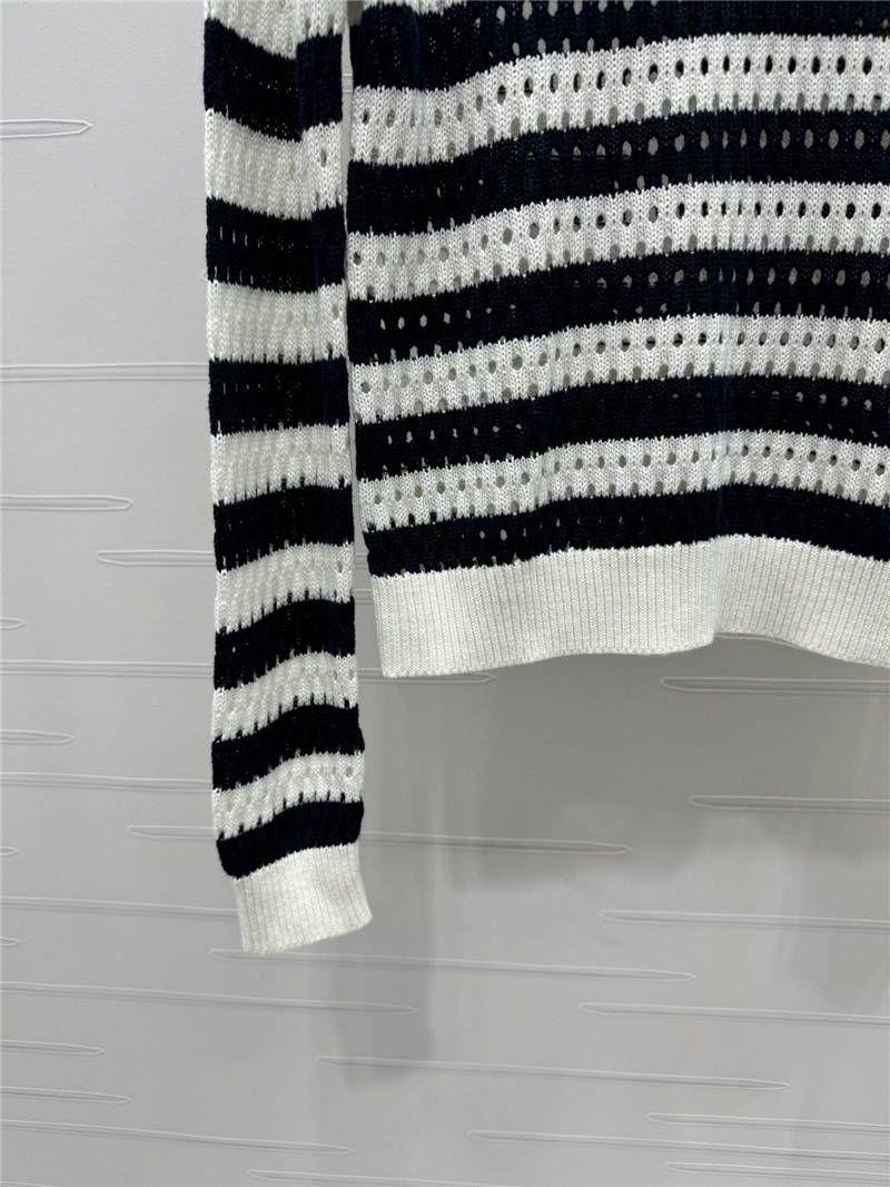 Ch**el hollow stripe black & white sweater