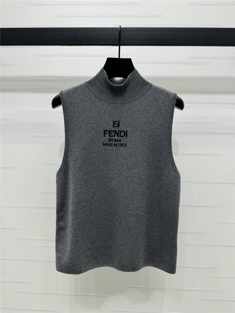 F**di grey sleeveless mock neck top