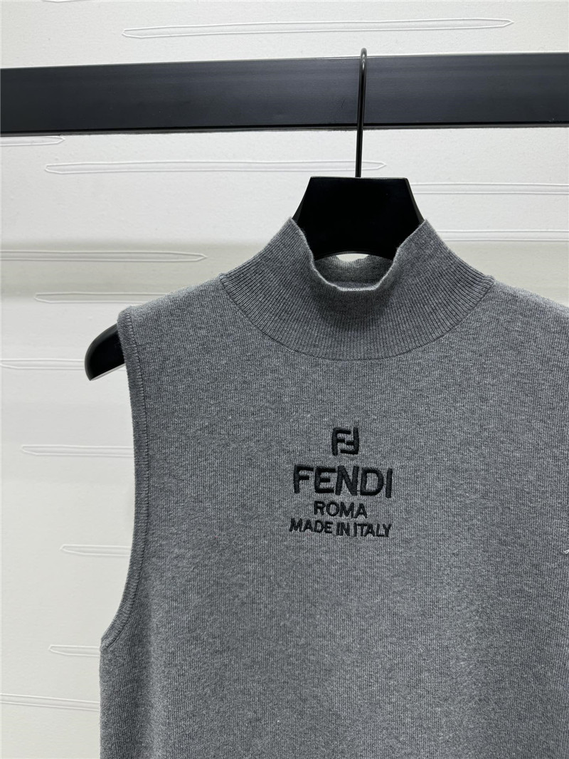 F**di grey sleeveless mock neck top