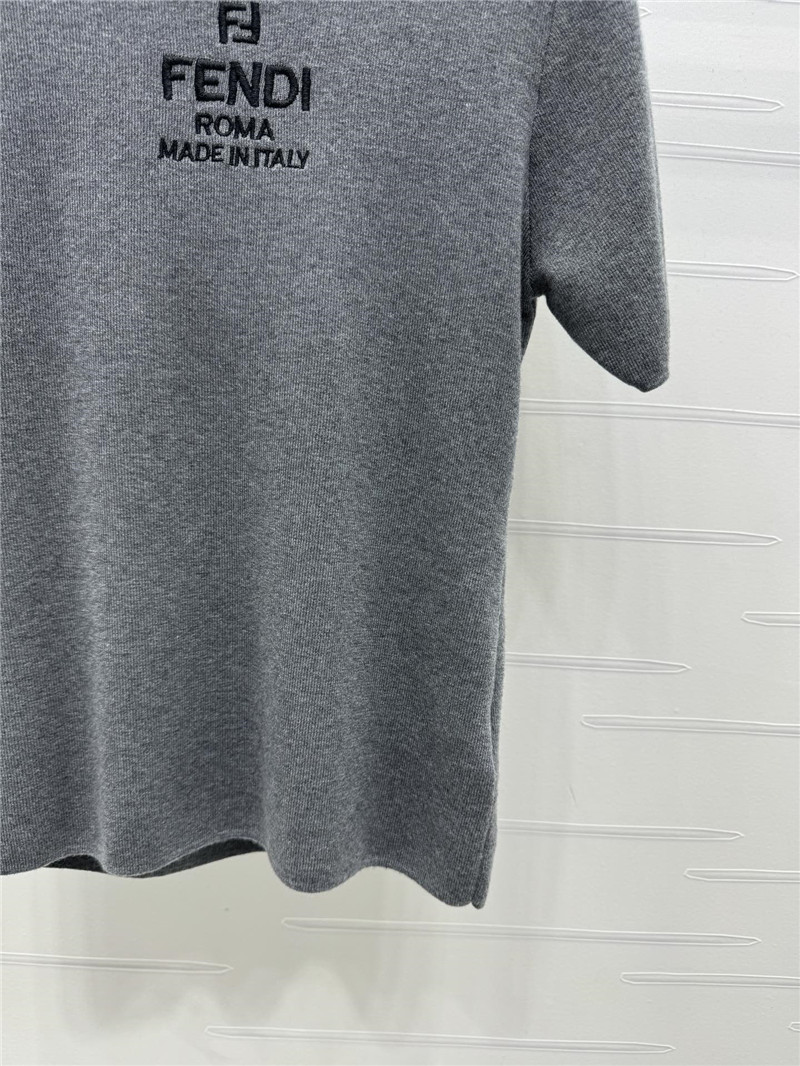 F**di grey short-sleeve mock neck top