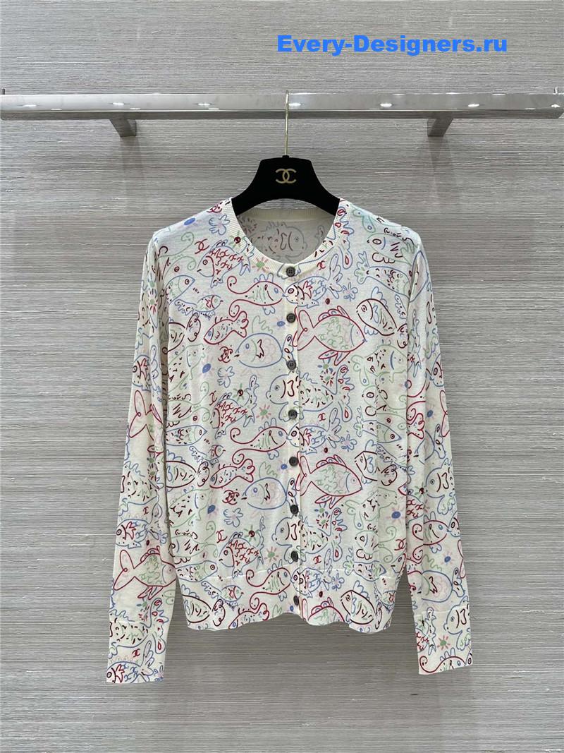 Ch**el fish motif wool cardigan
