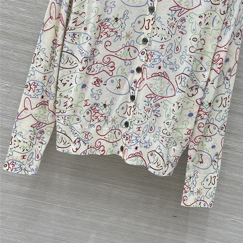 Ch**el fish motif wool cardigan