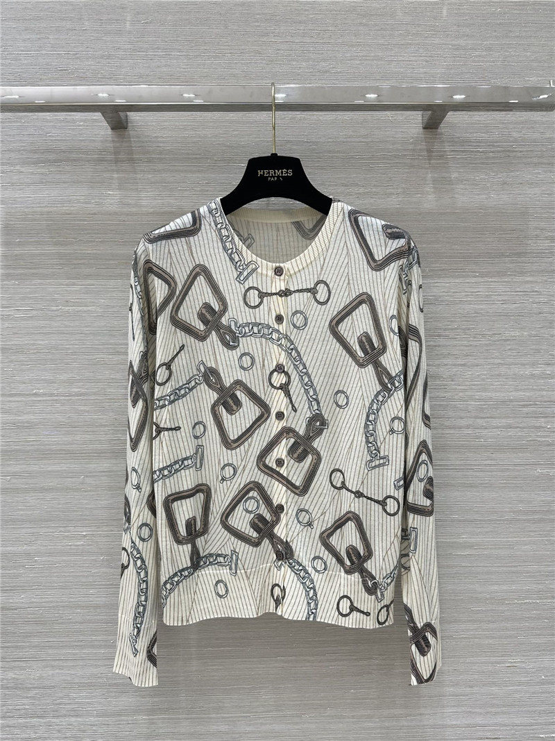 H**me5 motif printed wool cardigan