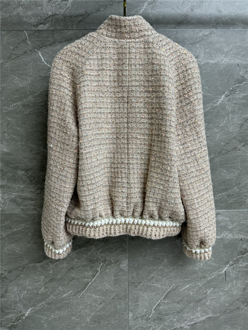 Ch**el beige sequined wool coat