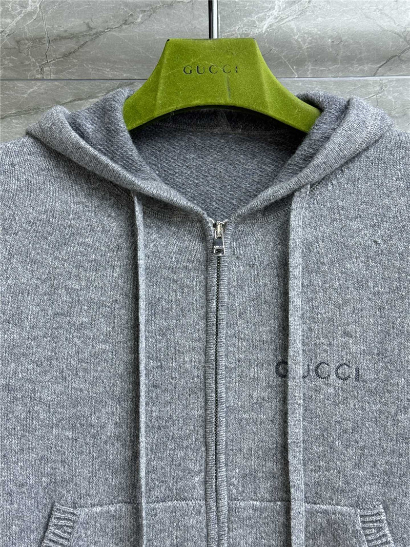 Gvc*1 zip-up knit hoodie grey