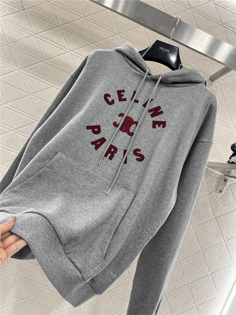 Ce1i*e triomphe cotton fleece hoodie grey