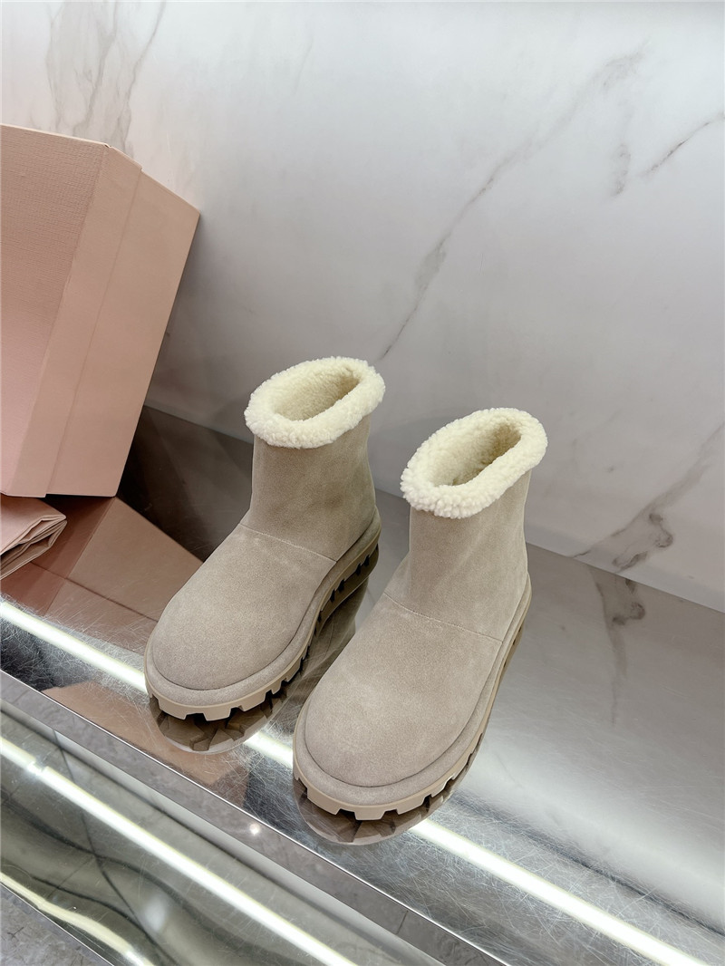 Miu Miu Beige Suede Snow Boots