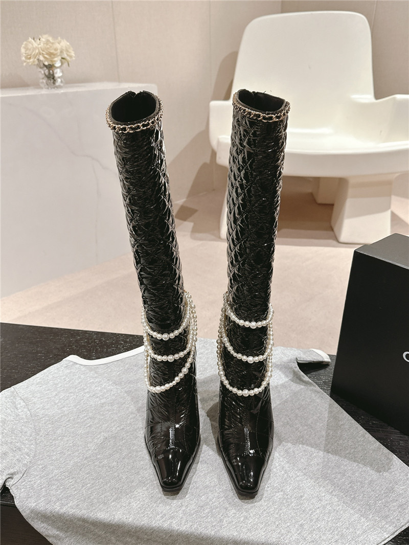 Ch**el waxed leather pearl boots