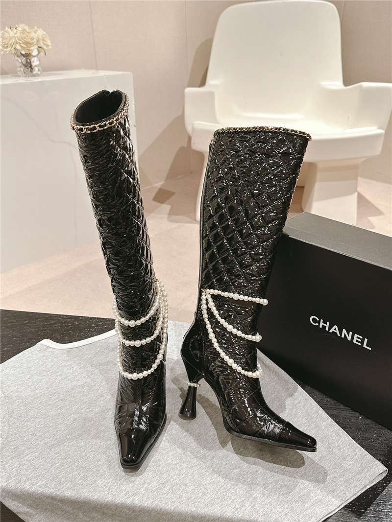 Ch**el waxed leather pearl boots