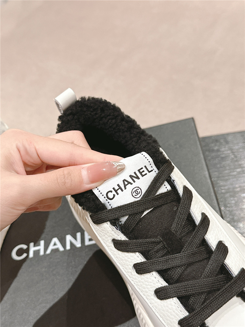 Ch**el white black winter platform sneakers