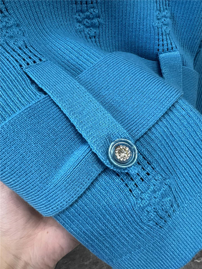 Ch**el rib knit trim sweater in blue