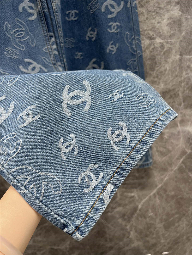 Ch**el jacquard printed denim trousers