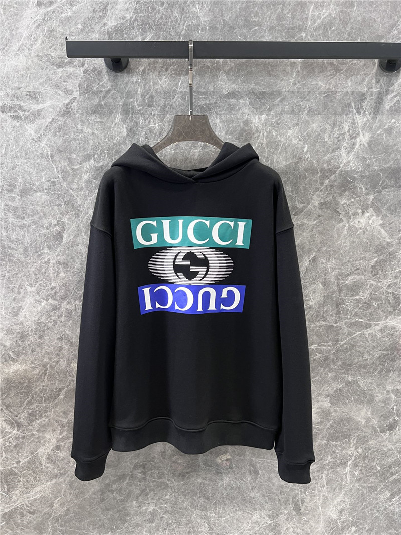Gvc*1 logo printed cotton hoodie black