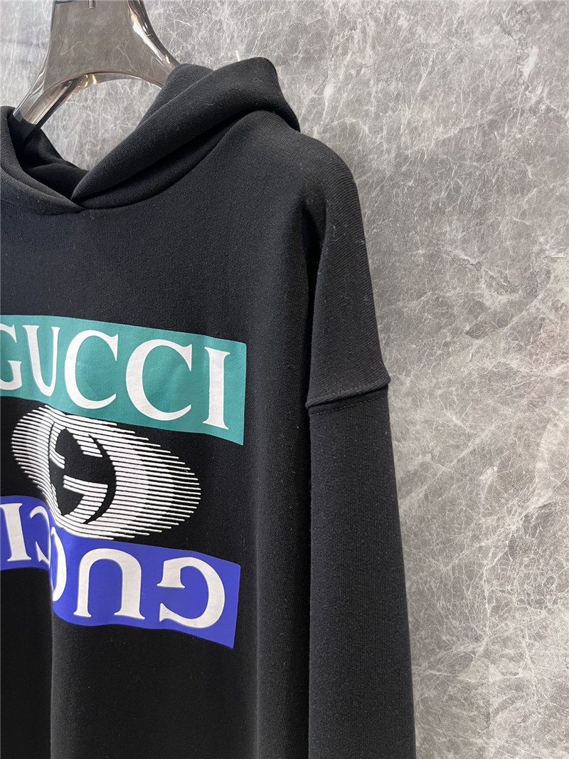 Gvc*1 logo printed cotton hoodie black